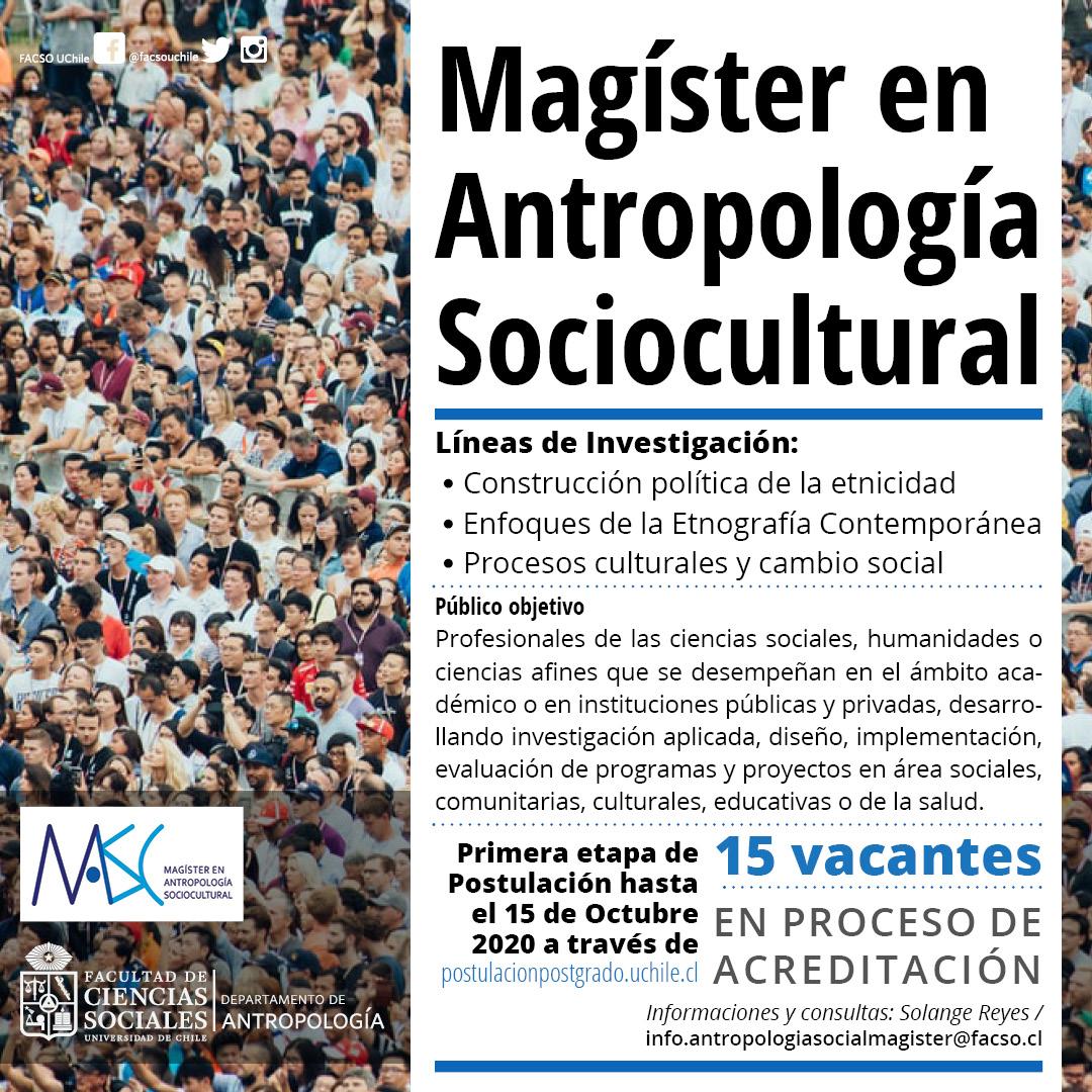 Magíster en Antropología Sociocultural (Primer periodo de Postulación).