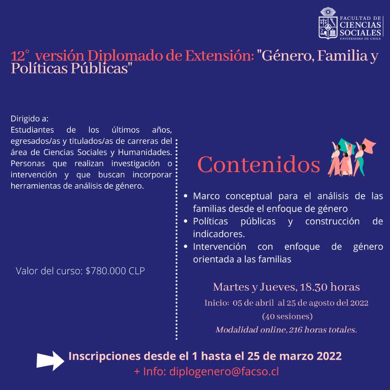 Afiche Diplomado en Enfoques de Género, Familias y Políticas Públicas