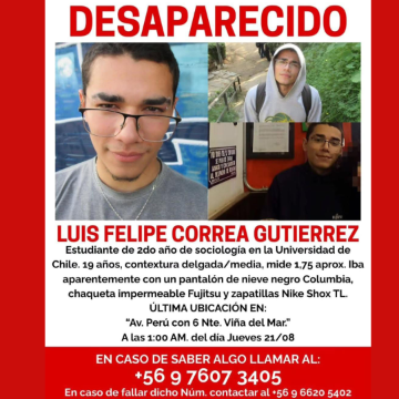Cs. Sociales reafirma que continúa activa la búsqueda de estudiante.