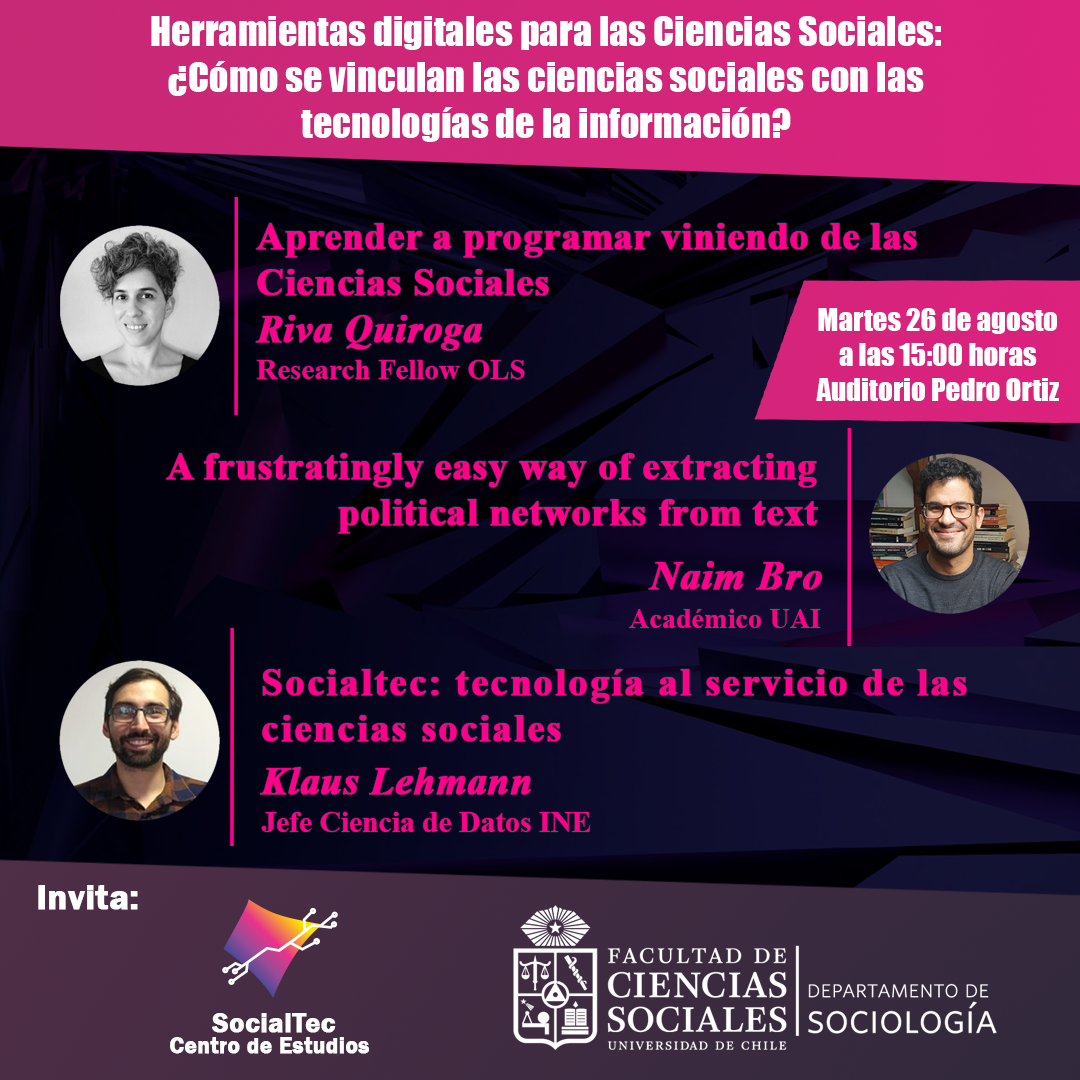 Conversatorio “Herramientas digitales para las Ciencias Sociales: ¿Cómo se vinculan las Ciencias Sociales con las Tecnologías de la Información?”.