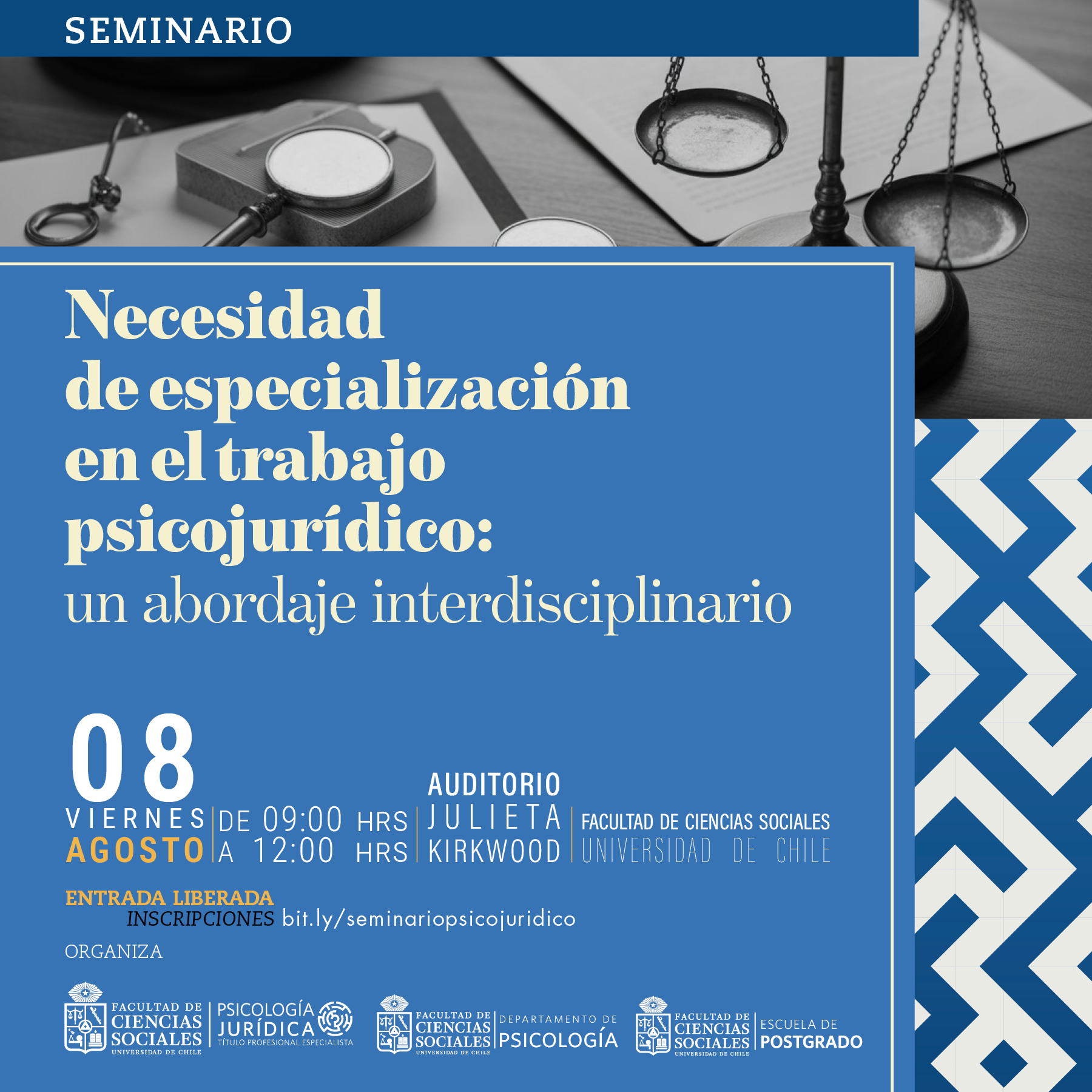Seminario de lanzamiento del Título Profesional Especialista (TPE) en Psicología Jurídica titulado “Necesidad de especialización en el trabajo psicojurídico: un abordaje interdisciplinario”.